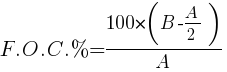 F.O.C. % = 100*(B-A/2)/A
